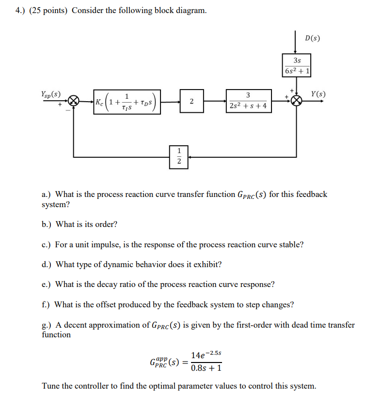 Solved 4 25 Points Consider The Following Block Diagram