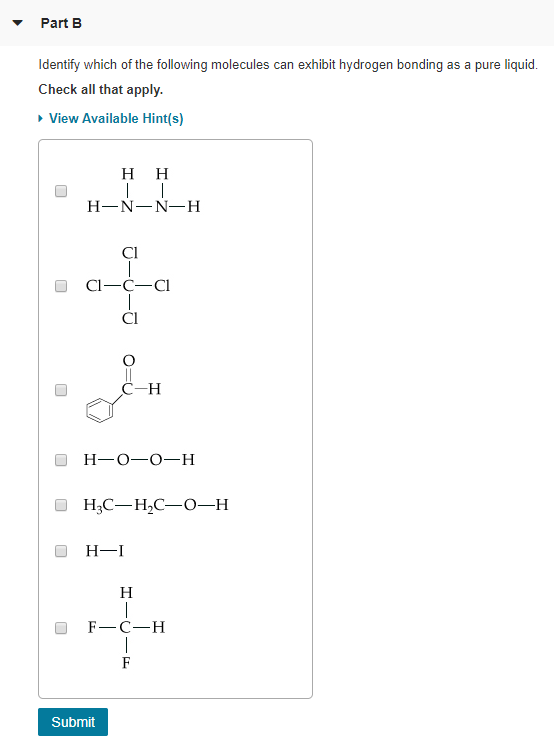 Solved Part B Identify which of the following molecules can | Chegg.com