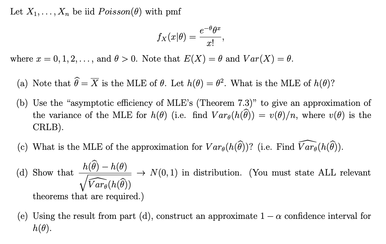 Solved Let X1 Be Iid Poisson O With Pmf E Fx X Chegg Com