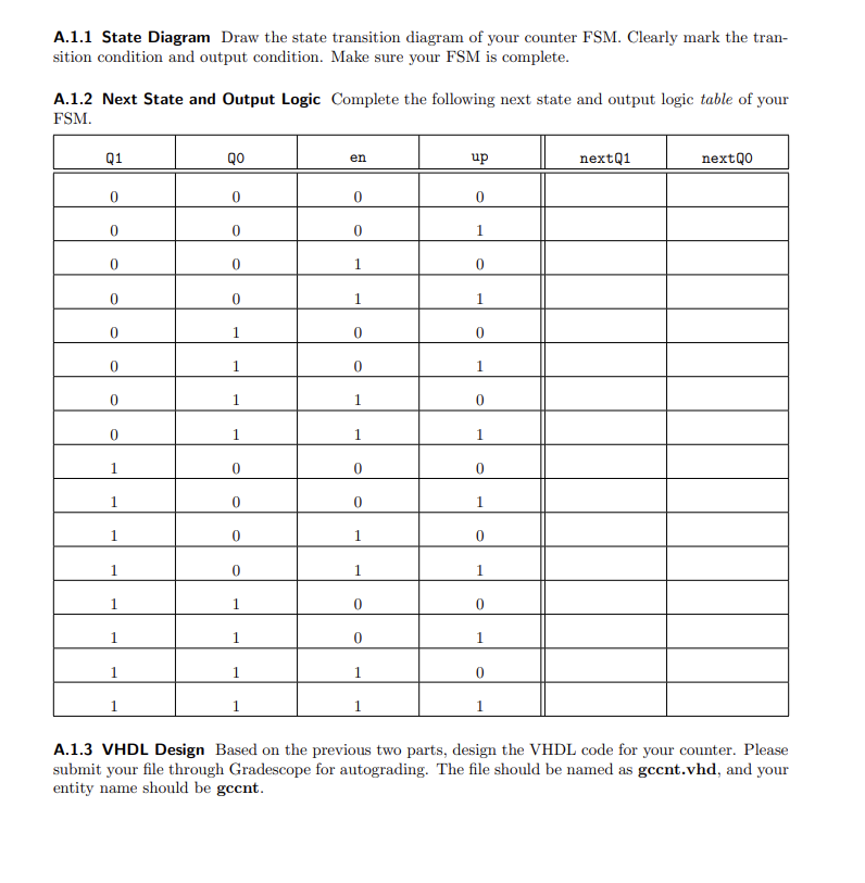 Solved A.1 Up/Down Gray Code Counter In this question, your | Chegg.com