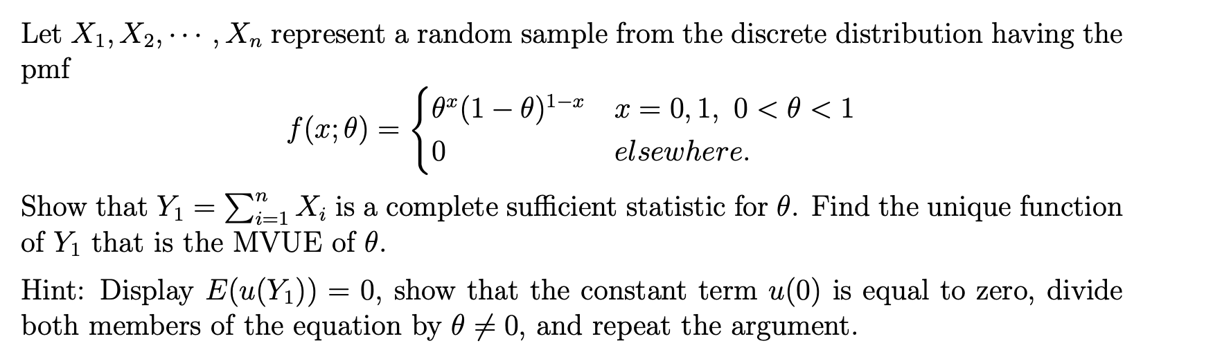 Solved > Let X1, X2, ... , Xn represent a random sample from | Chegg.com