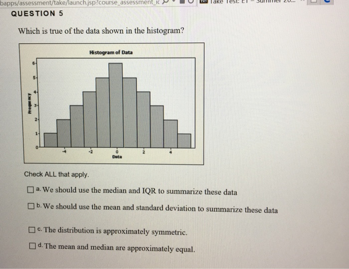 Solved QUESTION 4 Which is true about the data whose | Chegg.com