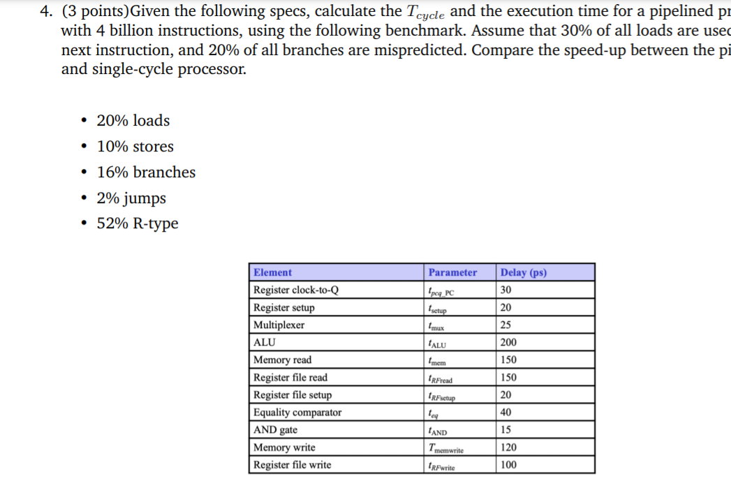 Solved 4. (3 points)Given the following specs, calculate the