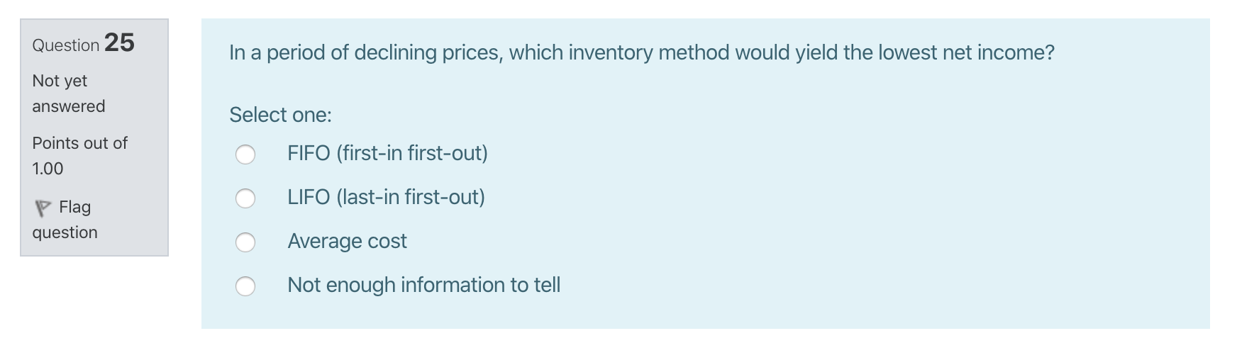 Solved Question 25 In a period of declining prices, which | Chegg.com
