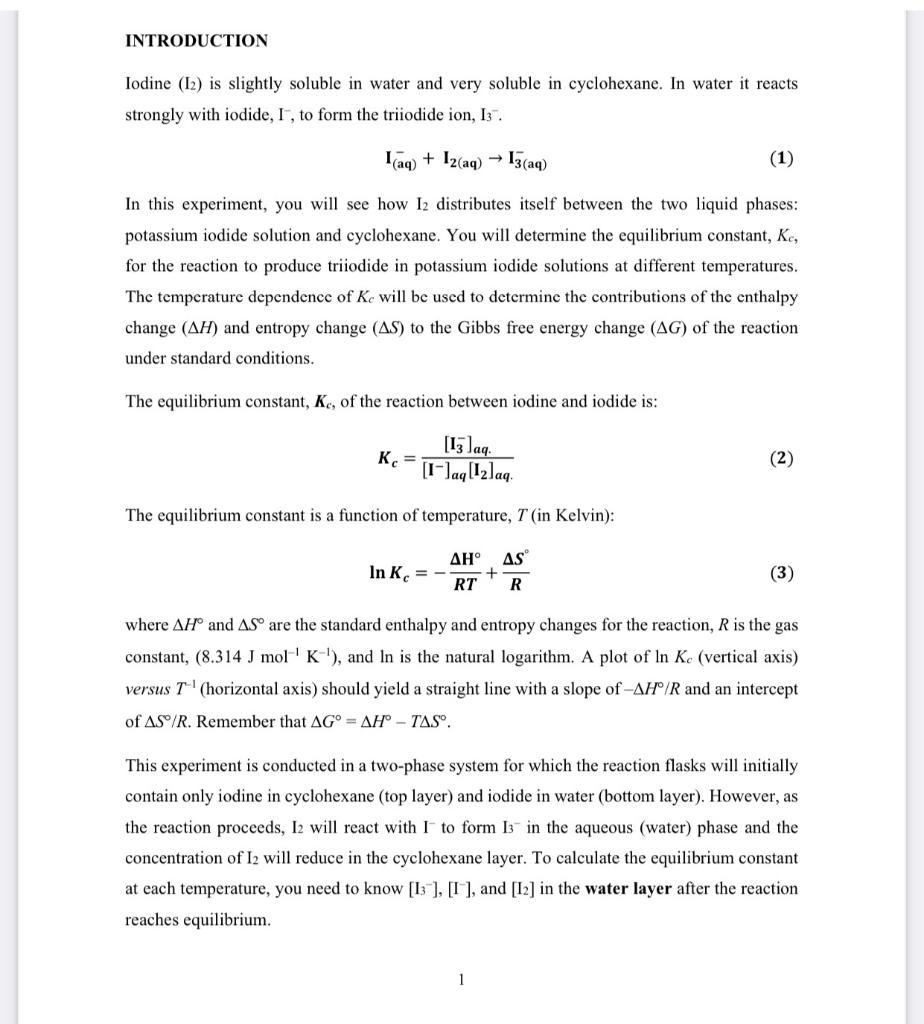 Solved 1. Explain how potassium iodide aids the titration of