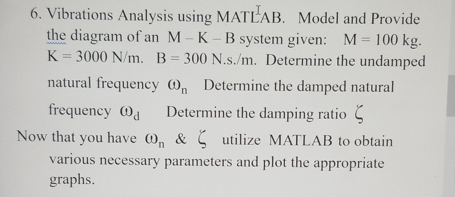 Solved 6. Vibrations Analysis Using MATLAB. Model And | Chegg.com