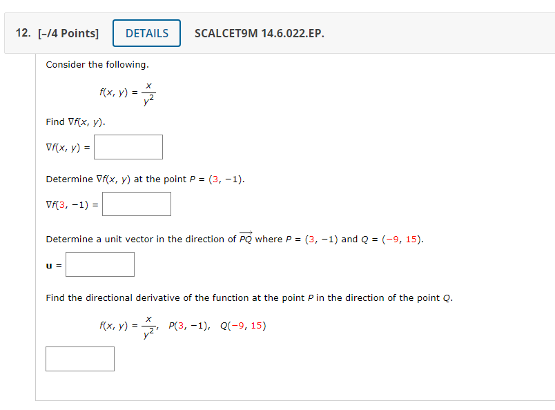 Solved [-/4 Points] SCALCET9M 14.6.022.EP. Consider The | Chegg.com