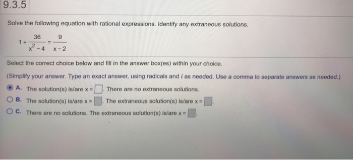 Solved 9.3.5 Solve The Following Equation With Rational | Chegg.com