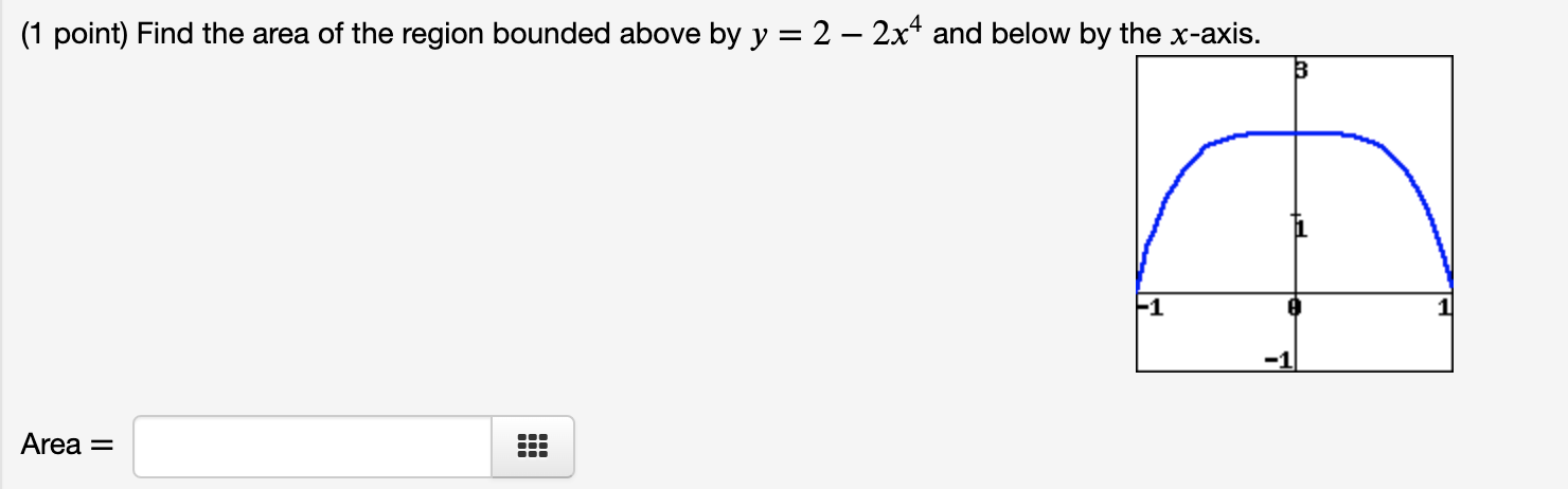 Solved ( 1 point) Find the area of the region bounded above | Chegg.com