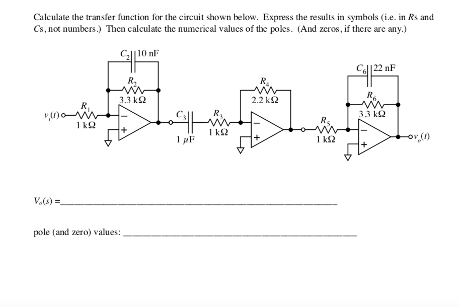 Solved Calculate the transfer function for the circuit shown | Chegg.com