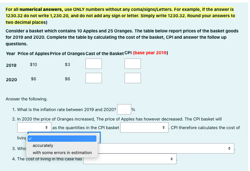 Solved For all numerical answers, use ONLY numbers without | Chegg.com