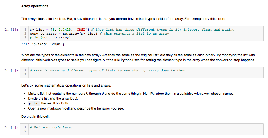 Solved Array operations The arrays look a lot like lists. | Chegg.com