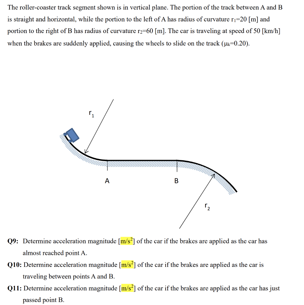 Solved The roller-coaster track segment shown is in vertical | Chegg.com