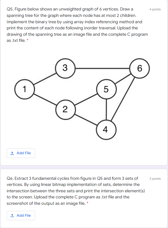 Solved 4 points Q5. Figure below shows an unweighted graph | Chegg.com