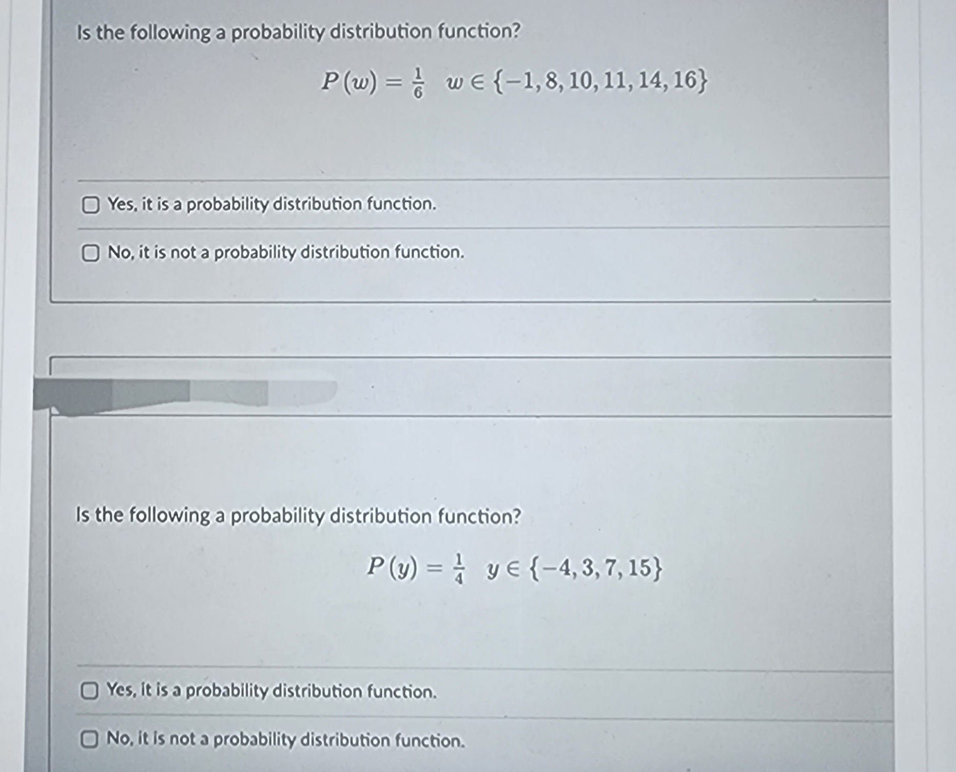 Solved Is the following a probability distribution function? | Chegg.com