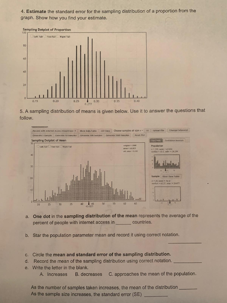 Solved 4. Estimate the standard error for the sampling | Chegg.com