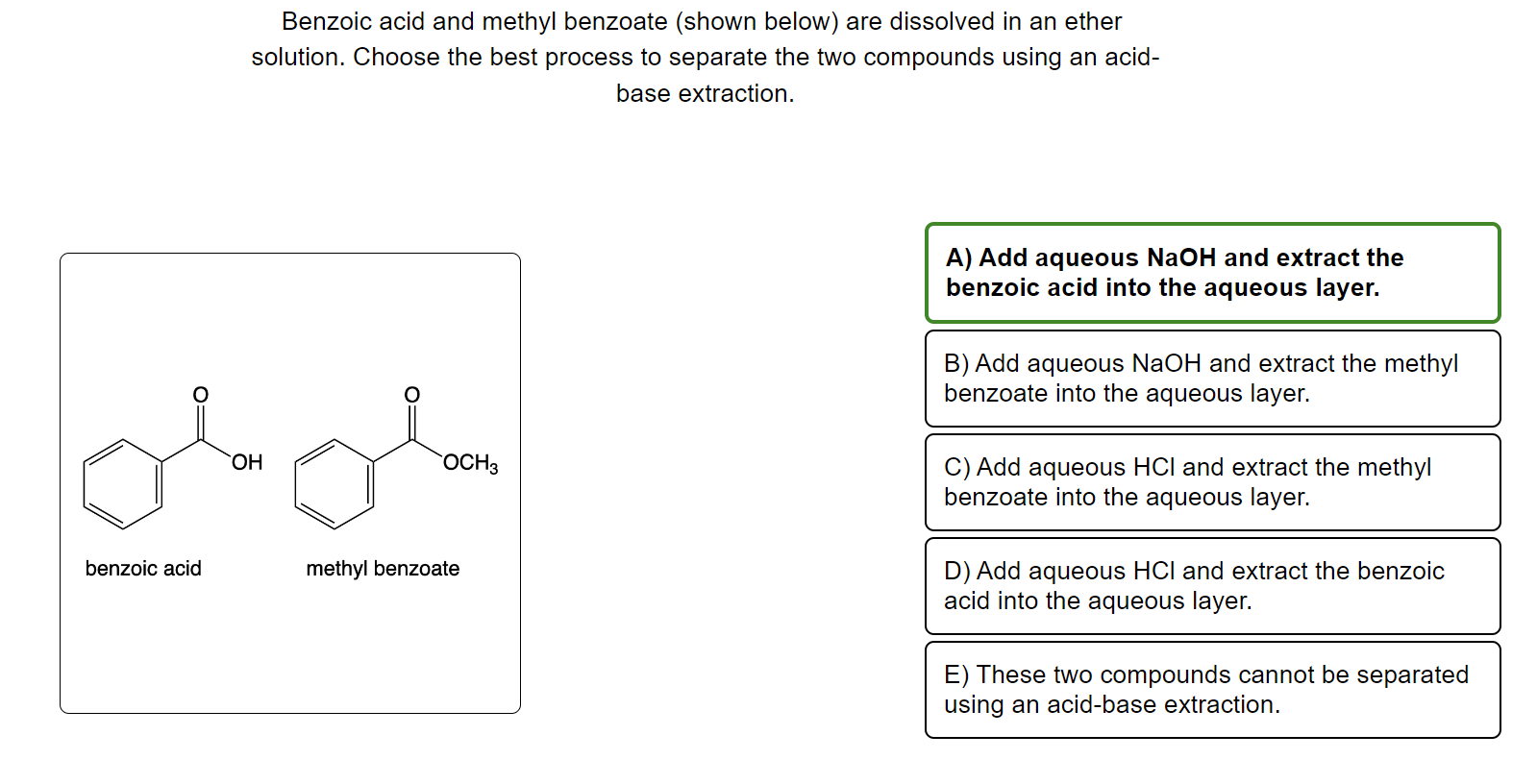 Solved Benzoic acid and methyl benzoate (shown below) are | Chegg.com