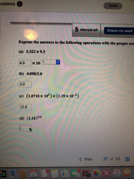 Solved Express the answers to the following operations with | Chegg.com