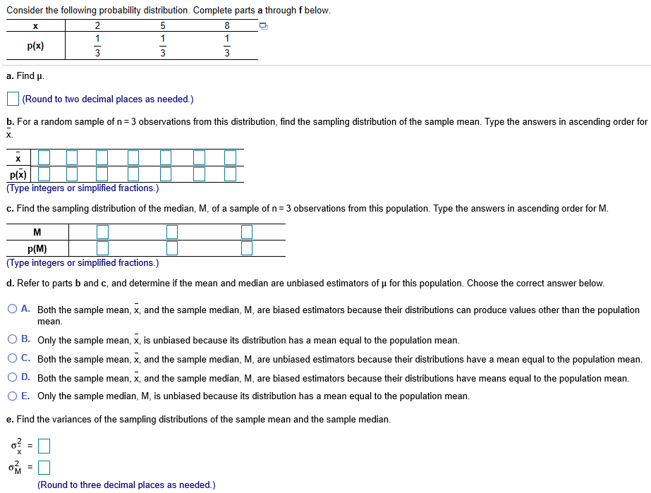 Solved Consider the following probability distribution. | Chegg.com