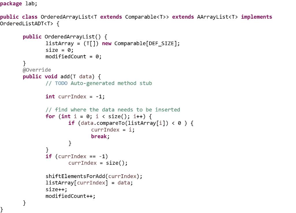 Solved a. Expand The Array Based List Implementations Modify | Chegg.com
