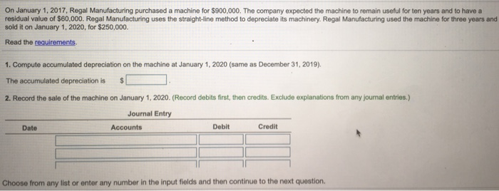 Solved On January 1, 2017, Regal Manufacturing Purchased A | Chegg.com