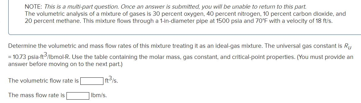 Solved Determine the volumetric/mass flow rates of this | Chegg.com
