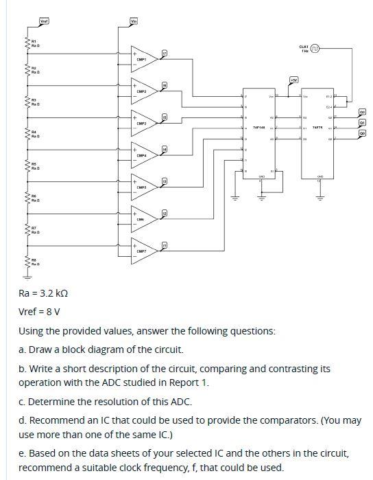 Ra=3.2kΩ Vref =8 V Using the provided values, answer | Chegg.com