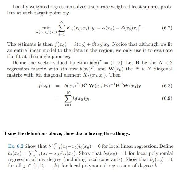 Locally weighted regression solves a separate | Chegg.com