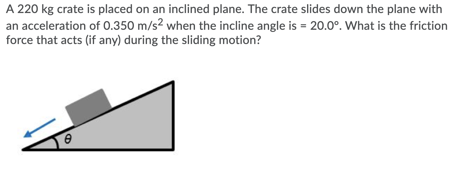 Solved A 220 kg crate is placed on an inclined plane. The | Chegg.com