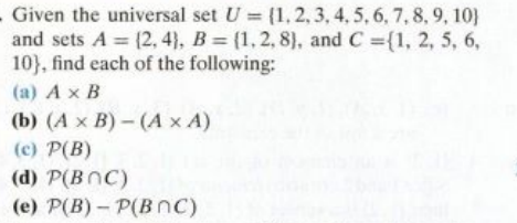 Solved Given The Universal Set U={1,2,3,4,5,6,7,8,9,10} And | Chegg.com