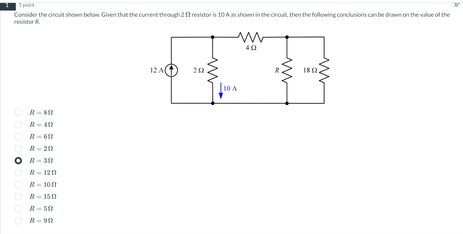 Solved 1 point Consider the circuit shown below. Given that | Chegg.com