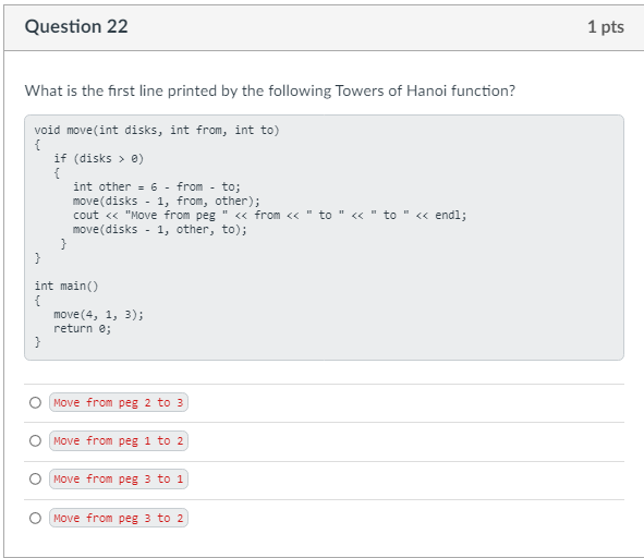 Solved Question 20 1 Pts Consider The Code Snippet Below: | Chegg.com