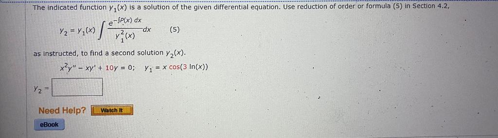 Solved The indicated function y (x) is a solution of the | Chegg.com