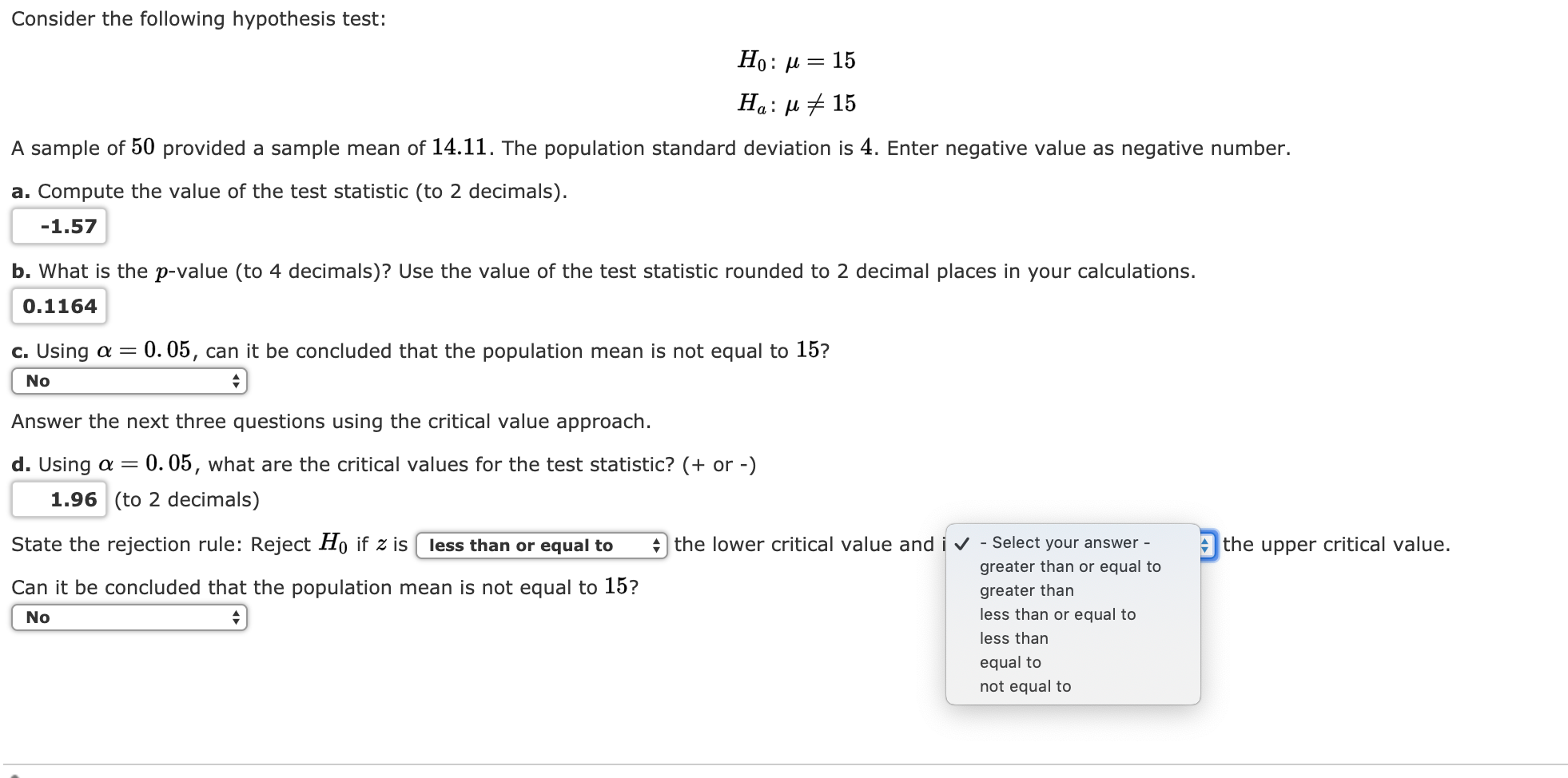 Solved Consider The Following Hypothesis Test: Ho:u= 15 Ha:# | Chegg.com