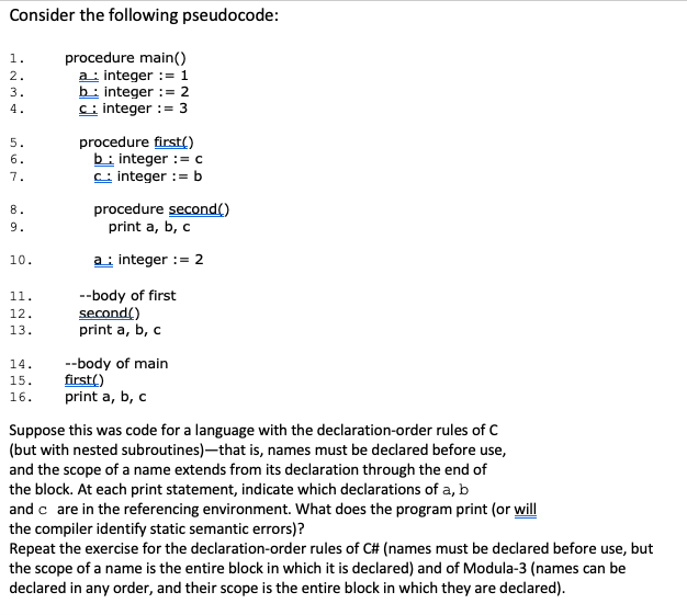 Solved Consider The Following Pseudocode: 1. Procedure | Chegg.com