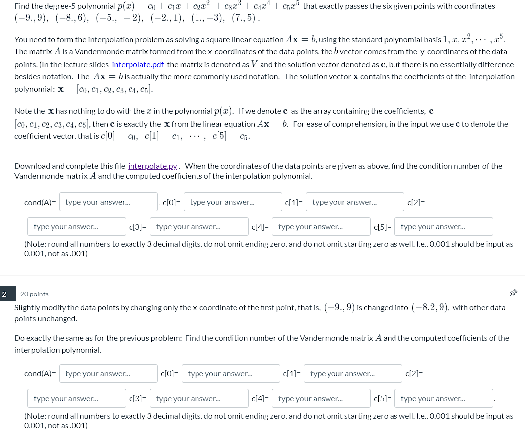 2 Find the degree-5 polynomial p(x) = co+c₁x + c₂x² + | Chegg.com