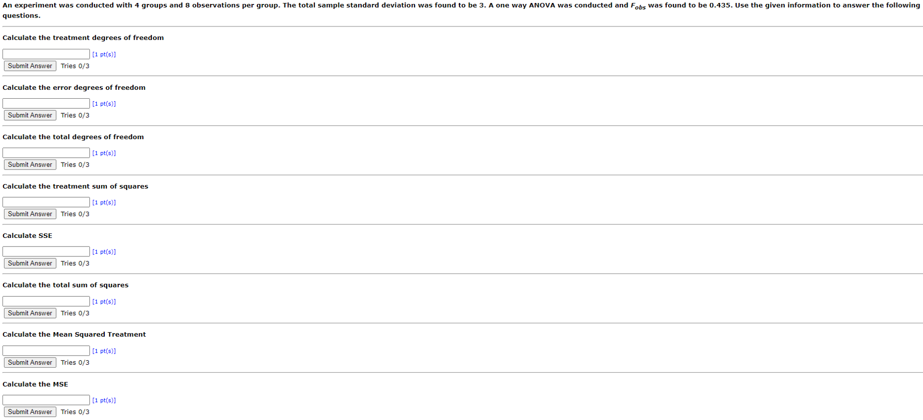 Solved An experiment was conducted with 4 groups and 8 | Chegg.com
