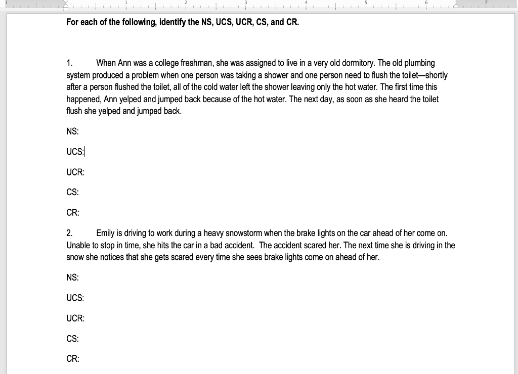 Solved For Each Of The Following Identify The NS UCS UCR Chegg