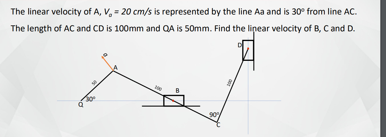 Solved The linear velocity of A,Va=20 cm/s is represented by | Chegg.com