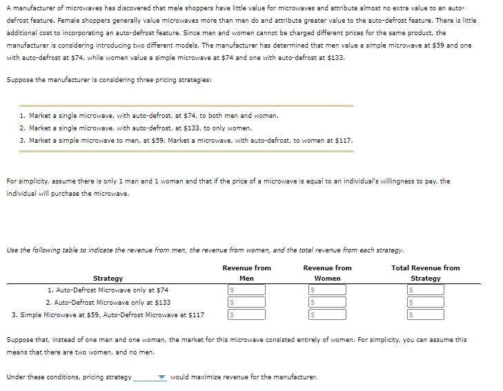 Solved A manufacturer of microwaves has discovered that male