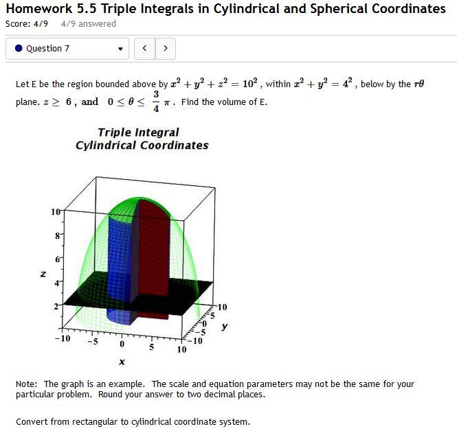 Solved Homework 5.5 Triple Integrals in Cylindrical and | Chegg.com