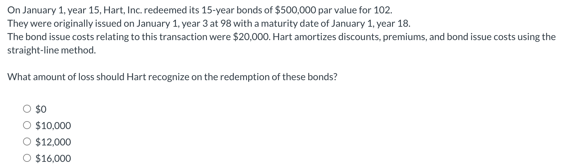 Solved On January 1, year 15 , Hart, Inc. redeemed its | Chegg.com