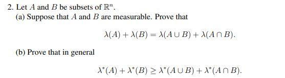 Solved 2. Let A And B Be Subsets Of R". (a) Suppose That A | Chegg.com