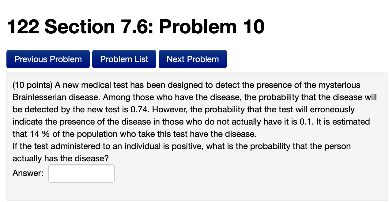 Solved 122 Section 7.6: Problem 10 Previous Problem Problem | Chegg.com