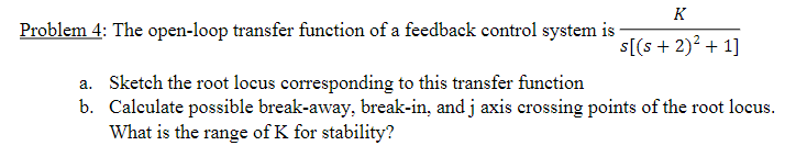 Solved Problem 4: The open-loop transfer function of a | Chegg.com