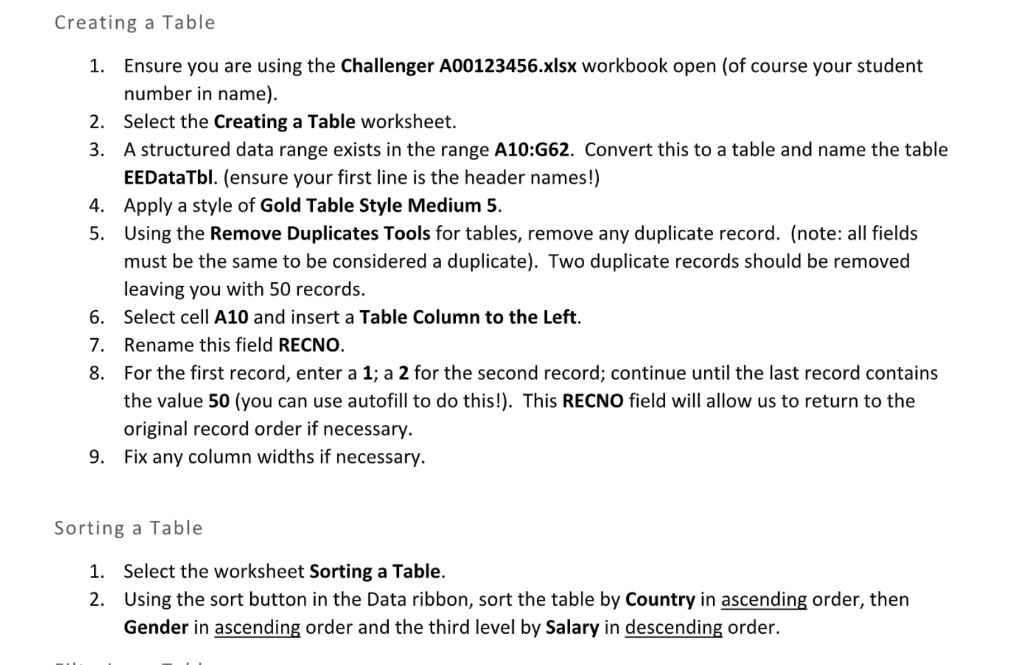 Solved Creating a Table 1. Ensure you are using the | Chegg.com