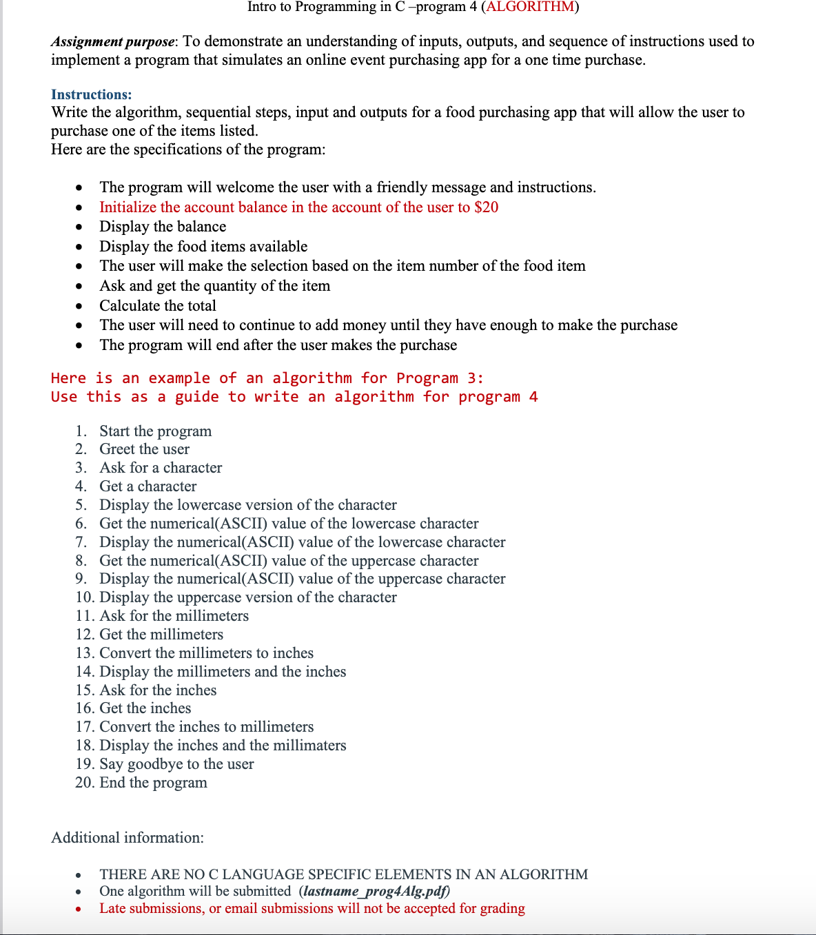 Solved Intro to Programming in C-program 4 (ALGORITHM) | Chegg.com