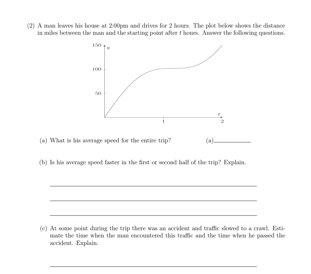Solved (2) A man leaves his house at 200pm and drives for 2