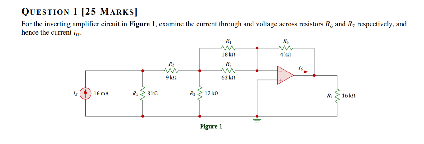 Solved QUESTION 1 [25 MARKS] For the inverting amplifier | Chegg.com