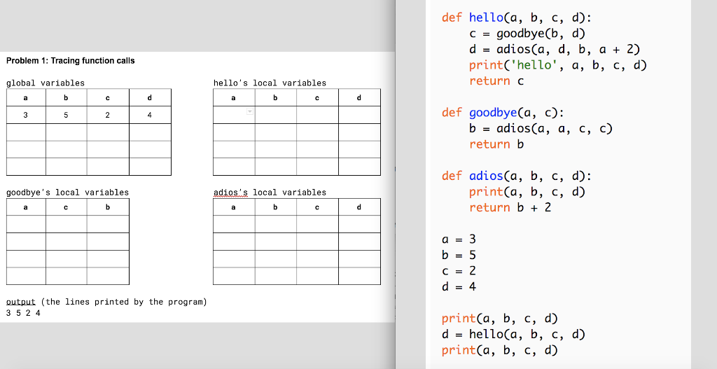 (Solved) : Def Hello B C D C Goodbye B D D Adios D B 2 Print Hello B C ...